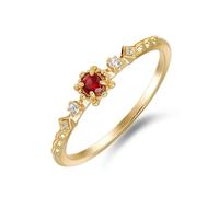 Stfery Anillo fino de oro amarillo de 9 K/14 K/18 K, rubí de cultivo, anillo de diamante de oro real para mujer, 58 (18.5), Metal, Diamante Lab Grown Rubí Diamante