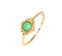 Stfery Anillo fino de oro amarillo de 9 quilates, 14 quilates y 18 quilates para mujer, anillo de boda redondo vintage con esmeralda de laboratorio, oro real, 11, Metal, Esmeralda de laboratorio