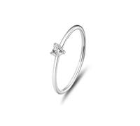 Stfery Anillo solitario de oro blanco de 18 quilates para mujer, anillo apilable de diamantes de corazón personalizado, H 1/2, Metal, Diamante