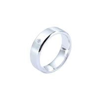 Stfery Anillos de boda de oro blanco con diamantes de 9 quilates, 14 quilates, 18 quilates, anillo biselado clásico esmerilado para hombre, anillo de compromiso con diamante natural de oro de 0,02