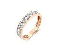 Stfery Anillos de compromiso de oro rosa con diamantes de 9 quilates, 14 quilates y 18 quilates para ella, elegante anillo de eternidad de oro real con diamantes naturales redondos de 0,5 quilates