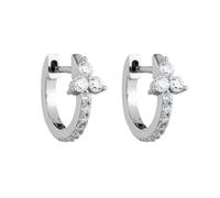 Stfery Aros de oro de 9/14/18 quilates para mujer, aretes de aro redondos de trébol pavé de moissanita, Unique, Metal, Moissanita