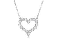 Stfery Collar de oro de 9/14/18 quilates para mujer, collar de corazón de moissanita de oro real, Metal, Moissanita