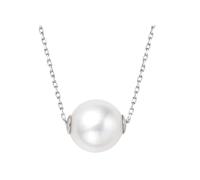 Stfery Collar de perlas de oro de 9 quilates, 14 quilates y 18 quilates para mujer, elegante collar de perlas de agua salada de 8,5 a 9 mm, oro blanco, 40+5cm, Metal, No es una piedra preciosa