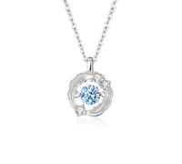 Stfery Collar de topacio de oro de 9/14/18 quilates para mujer, collar con colgante de alas de ángeles con topacio redondo de 0,5 quilates, diamante pavé de oro real, 40+5cm, Metal, Topacio Diamante