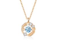 Stfery Collar de topacio de oro de 9/14/18 quilates para mujer, collar con colgante de alas de ángeles con topacio redondo de 0,5 quilates, diamante pavé de oro real, 40+5cm, Metal, Topacio Diamante