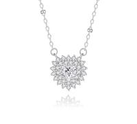 Stfery Collar para mujer de oro de 9/14/18 quilates, collar con halo de corazón con diamante rosa cultivado en laboratorio de 0,5 quilates, oro real, 40+5cm, Metal, Diamante blanco cultivado en