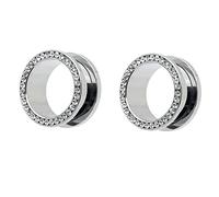 Stfery Dilatador Oreja 5mm, Dilataciones Pendientes Acero Inoxidable Plata Expansor 2 Piezas Zirconia Cúbica 4G Joyas Hombre Femenino