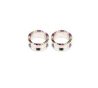 Stfery Dilatadores de Oreja Cristal, Juego de Expansores Acero Inoxidable 2 Piezas Dilataciones Multicolor 25mm 1 Inch Joyas Hombre Femenino