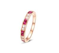 Stfery Juego de anillos de media eternidad de oro rosa de 18 quilates con turmalina de 0,5 quilates y diamantes personalizados, R 1/2, Metal, Sin piedras preciosas