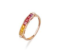 Stfery Juego de anillos de media eternidad de oro rosa de 18 quilates con zafiro colorido de 0,9 quilates, anillos de aniversario personalizados, N 1/2, Metal, Sin piedras preciosas