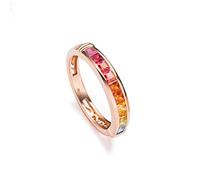 Stfery Juego de anillos de media eternidad de oro rosa de 18 quilates con zafiro colorido de 1 quilate, anillos de matrimonio personalizables, K 1/2, Metal, Sin piedras preciosas