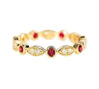 Stfery Juego de anillos infinitos de oro de 18 quilates para mujer con diamantes redondos de 0,25 quilates con pavé de rubí de sangre de paloma, anillo de promesa personalizable, H 1/2, Metal, Sin