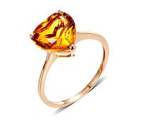 Stfery Juego de anillos solitarios de oro rosa de 18 quilates con corazón de citrino de 2,5 quilates, personalizables, Q 1/2, Metal, Sin piedras preciosas