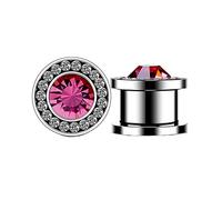 Stfery Juego de Expansores de Oreja, Dilataciones Orejas 6mm Acero Plata 2 Piezas Gauge Circonita 2G Túneles Joyas Hombre Femenino