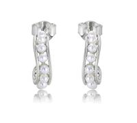 Stfery Pendientes de aro abiertos de oro para mujer de 9/14/18 quilates, ondulados con perlas, aretes de aro de oro real para ella, Unique, Metal, Perla