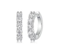 Stfery Pendientes de aro de moissanita de oro de 9/14/18 quilates para mujer, aretes de aro de media eternidad para mujer, Unique, Metal, Moissanita