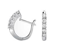 Stfery Pendientes de aro de oro blanco de 9 quilates, 14 quilates y 18 quilates para mujer, aretes tipo argolla con diamantes de 0,2 quilates, Unique, Metal, Diamante