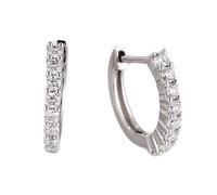 Stfery Pendientes de aro de oro blanco de 9 quilates, 14 quilates y 18 quilates para mujer, aretes tipo argolla con diamantes de 0,3 quilates, oro real, Unique, Metal, Diamante