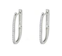 Stfery Pendientes de aro de oro de 9/14/18 quilates para mujer, oro real, en forma de U, aretes de aro con moissanita pavé, Unique, Metal, Moissanita