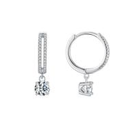Stfery Pendientes de aro solitarios de oro para mujer de 9/14/18 quilates, aretes colgantes redondos de moissanita, aro de oro real para ella, Unique, Metal, Moissanita