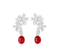 Stfery Pendientes de gota de rubí de oro blanco de 9 quilates, 14 quilates y 18 quilates, para mujer, con rubí de sangre de paloma de 0,7 quilates y diamantes de oro real, Unique, Metal, Rubí "sangre