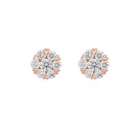 Stfery Pendientes de tuerca de oro con diamantes de 9 K, 14 y 18 quilates para mujer, aretes clásicos de copo de nieve con diamante redondo, oro blanco de 0,5 quilates, Unique, Metal, Diamante
