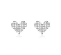 Stfery Pendientes de tuerca de oro para mujer de 9/14/18 quilates, aretes de tuerca de moissanita de corazón de rompecabezas de oro real para ella, Unique, Metal, Moissanita