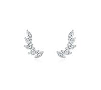 Stfery Pendientes trepadores de oreja de moissanita de oro de 9/14/18 quilates para mujer, aretes de tuerca con moissanita marquesa, Unique, Metal, Moissanita