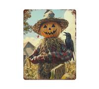 STFHRTFGGH Póster de metal con diseño de espantapájaros de Halloween con CroWall, decoración moderna de bar, 40 x 30 cm