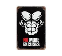 STFHRTFGGH Póster de metal con texto en inglés "No More Excuses Fitness", decoración moderna de bar, 30 x 20 cm
