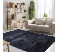 STGAO Alfombra de Felpa 130 x 200 cm Diferentes Tamaños Alfombra de Pelo Largo para Sala de Estar Esponjoso Adecuado para Salón Dormitorio Sofá Suelo, Negro