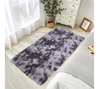STGAO Alfombra Mullida 70 x 150 cm Lavable Antideslizante Alfombras Salón Pelo Largo Sostenible Adecuado para Salón Dormitorio Baño Sofá Silla Cojín, Gris Oscuro