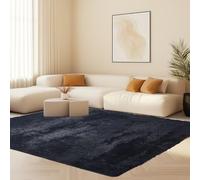 STGAO Alfombra Salon Pelo Largo 125 x 170 cm Diferentes Tamaños Alfombra Mullida para Dormitorio Esponjoso Adecuado para Salón Dormitorio Sofá Suelo, Negro