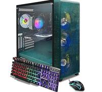 STGAubron Ordenador de sobremesa para videojuegos, AMD Ryzen 7 5700X hasta 4,6G, 32G DDR4, GeForce RTX 3060 Ti 8G GDDR6, 1T SSD, WiFi, BT 5.0, ventilador RGB x 7, teclado RGB, ratón y alfombrilla de