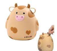 Stgbcst Bonita hucha de vaca hecha de resina, divertido diseño de dibujos animados para monedas y dinero en efectivo, Hucha de animales resistente como regalo creativo (amarillo S)