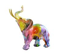 Stgbcst Coloridos adornos de elefante figura elefante estatua de resina 21,5 x 12 x 20,5 cm elefantes de graffiti para estantería, estantería de almacenamiento, mesa de comedor y decoración de
