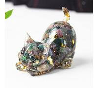 Stgbcst Exclusiva figura de gato de cristal tallada a mano, 4,5 x 4,2 x 3 cm, piedra preciosa para el hogar, coleccionable como elegante estatua de cristal y gatos decorativos (verde)