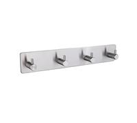 Stgbcst Ganchos de pared de acero inoxidable autoadhesivos, prácticos ganchos individuales y múltiples (de 1 a 4 unidades) como colgador de pared para cocina, baño y salón, fuerte adhesión, no