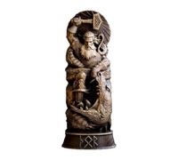 Stgbcst Odin Thor - Estatua de martillo de imitación de madera, adornos de resina, artesanía de resina, adornos de mitología, estatua vikinga, decoración del espíritu de Thor, Dios de Thor, estatua de