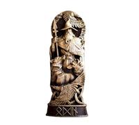 Stgbcst Odin Thor - Estatua de martillo de imitación de madera, adornos de resina, artesanía de resina, adornos de mitología, estatua vikinga, decoración del espíritu de Thor Dios (estatua de sombrero