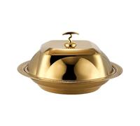 Stgfyxgs Bandeja con Tapa Cúpula de Acero Inoxidable Bandeja de Servir Plato Base Campana con Acabado Espejo y Borde Acanalado Adecuada para Buffets Cenas Formales Hogar, Oro Rosa, 40cm