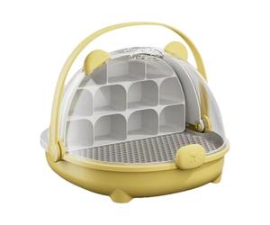 Stgfyxgs Caja de Cría de Gusanos de Seda, Mini Caja de Cría de Mascotas, Asa de Transporte, Jaula de Hábitat Portátil Transparente Y Transpirable, Caja de Alim, Amarillo, Individual