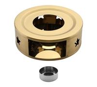 Stgfyxgs Calentador de Té de Acero Inoxidable con Portavelas, Base Calefactora para Tetera, Portátil, Navideños, para Usar en Viajes, Agujeros de Estrella Dorada, Individual