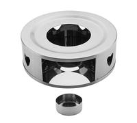 Stgfyxgs Calentador de Té de Acero Inoxidable con Portavelas, Base Calefactora para Tetera, Portátil, Navideños, para Usar en Viajes, Agujeros de corazón de Plata, Individual
