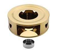 Stgfyxgs Calentador de Té de Acero Inoxidable con Portavelas, Base Calefactora para Tetera, Portátil, Navideños, para Usar en Viajes, Agujeros del corazón Dorado, Individual