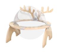 Stgfyxgs Cama para Gatos, Cama para Mascotas, Suministros, Cama Sólida de Madera, L con Tapa