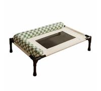 Stgfyxgs Camita Elevada para Mascotas Cama Perro Cama Gato Mascota con Malla y Apoyo de Cabeza en L Construcción Resistente al Agua y Fácil Limpieza Adecuada, Verde A Cuadros, Mediano