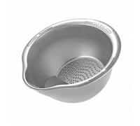 Stgfyxgs Colador Cocina Multifuncional Cuenco Limpiador Arroz Compacto Cuenco Escurridor con Sección Perforada, Plata