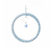 Stgfyxgs Columpio para Jaula de Pájaros Fabricado en Madera Acrílico Metal y Cuerda Resistente Diseño Colgante Circular con Adorno Decorativo Adecuado para, Azul Y Blanco, Pequeño